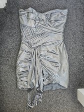 House of CB Alessia Metallic Strapless Mini Bodycon Dress Silver Size M
