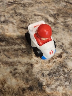 Fisher-Price Little People Race Cars Wheelies White Car Red Racer Mattel 2009