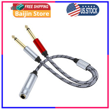 1/4 Female Splitter, 6.35mm 1/4 in TRS Stereo Female to Dual 1/4 in TS Mono M...