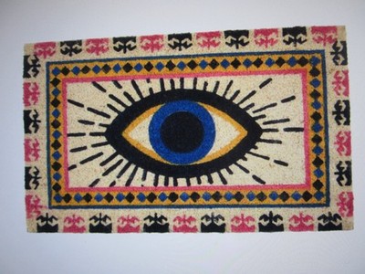 Evil Eye Coir Doormat, new with tags, pvc backing, 18''W x 30''L