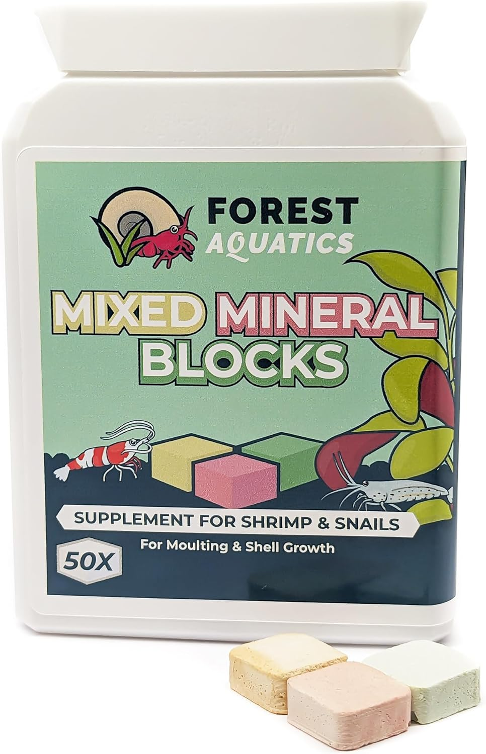 50 X Mixed Calcium Mineral Block Food for Shrimp Snails Plecos Crabs Nerites Ram