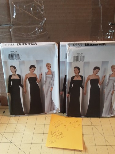 3 Butterick 6533 Patterns 1- sz 12-16 & (2) 18-22 UNCUT Ladies Evening Gowns New - Picture 2 of 9