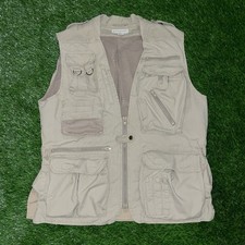 Banana Republic Safari Fishing Vest Mens Size Large Beige Tan Cargo Photo Hiking