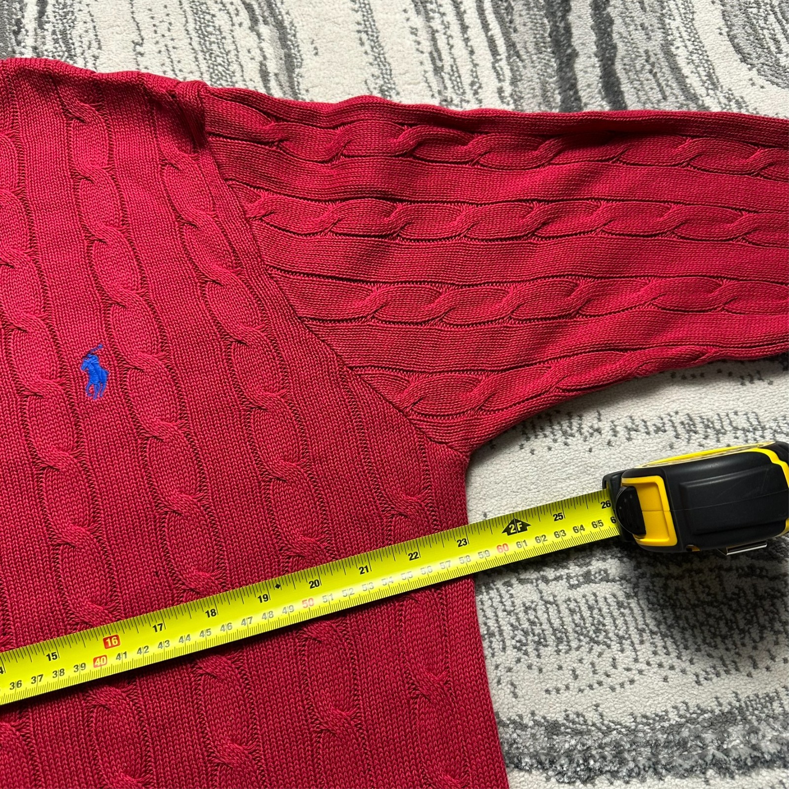 Vintage Ralph Lauren 2000's Y2K Red Size Large Crew Neck Cable Knit Jumper image 5
