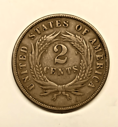 1865 Zwei Cent Stück USA Kupfermünze - Bild 2 von 2