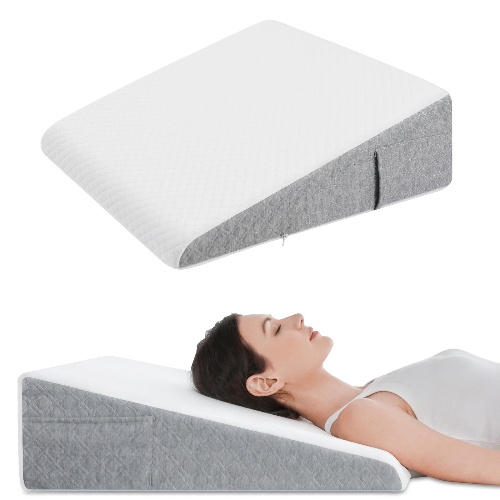Soft Memory Foam Bed Wedge Pillow with Washable Cover for Support and Comfort