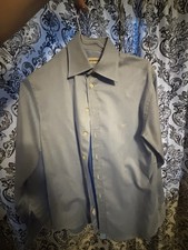 Emporio Armani Men's Blue Textured Cotton Button-Down Dress Shirt
