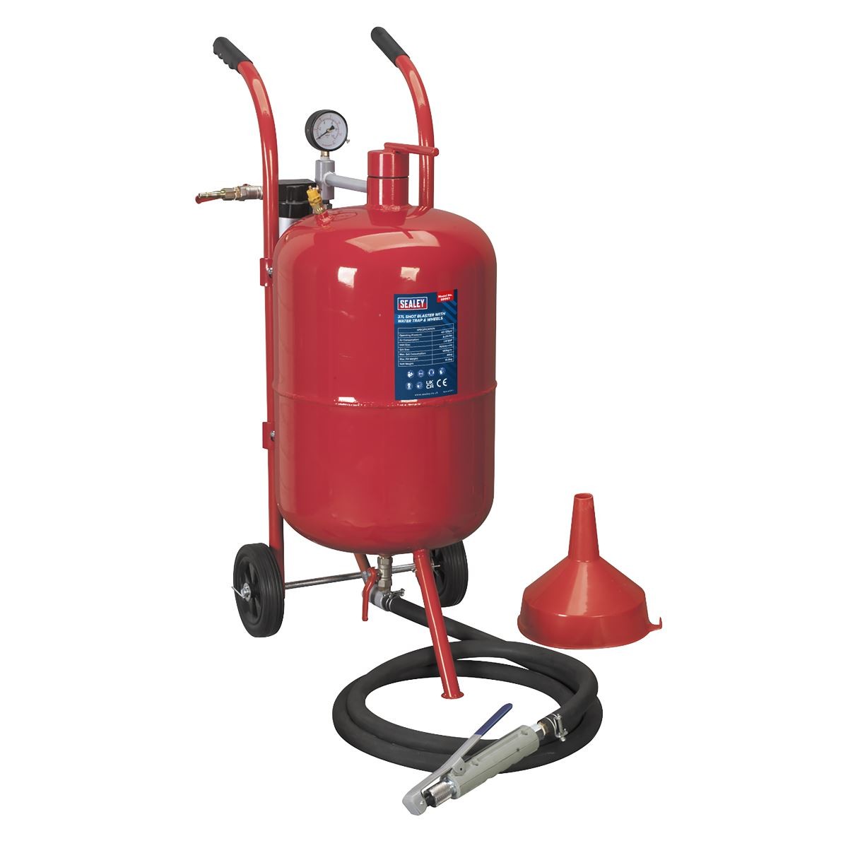 Sealey Shot Blaster with Water Trap & Wheels 37L Garage Workshop DIY - Image 3