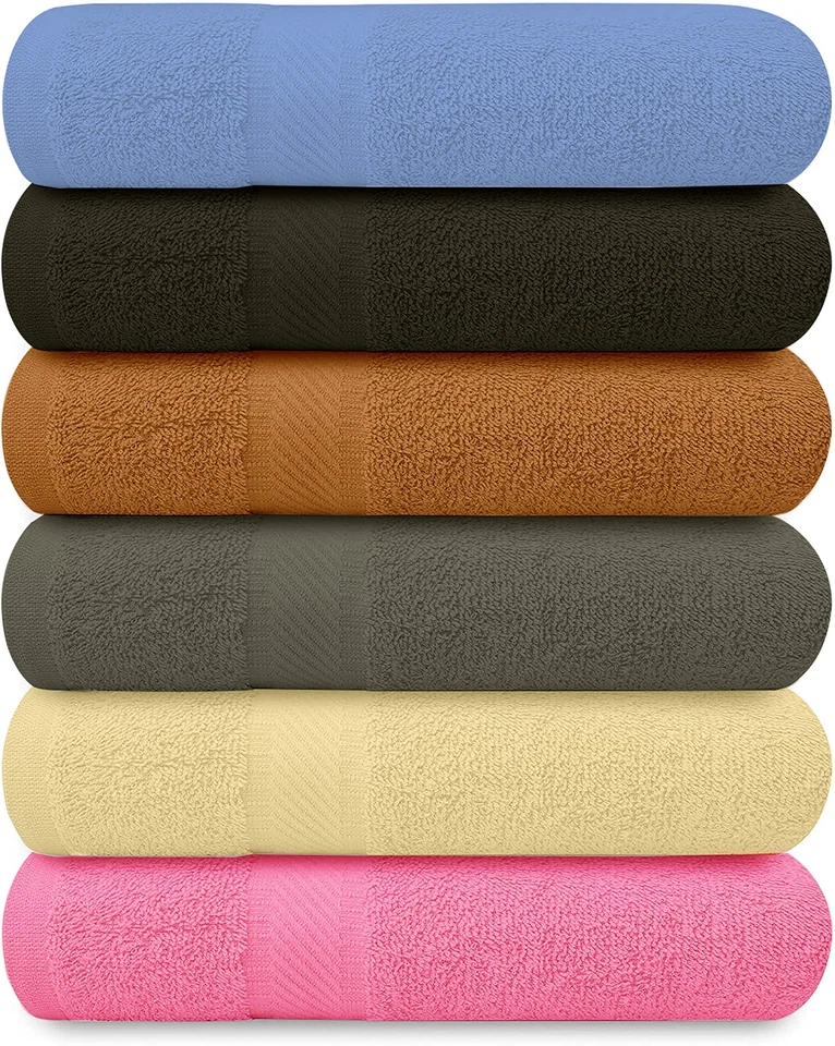 Toallas de baño QUBA LINEN 100 % algodón - 27x54 pulgadas - Paquete de 6 toallas de ducha - Peso ligero, Foto 2 de 4