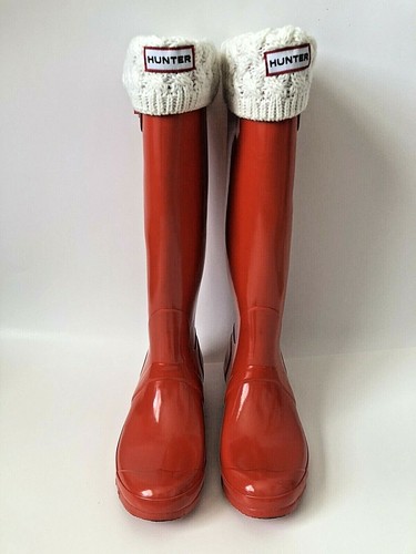TALL GLOSS RAIN MILITARY RED BOOTS SIZE 