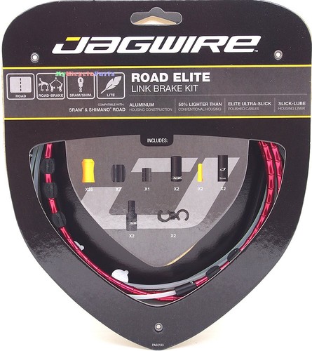 Jagwire Road Elite Link Ultra-Slick Brake Cable Kit Red + Free BC-R680 Cap x2 - 第 1/4 張圖片