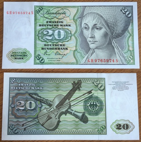 Ⓜ️ 20 Deutsche Mark ☘️ 2.Januar 1980 DM 💥 Schein Bundesbank 🍄 GH 9765974 S 🌐