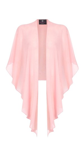 CCC Beautiful Saffa Pink Silk Chiffon Cape Wrap Around Shawl One Size Fits Most