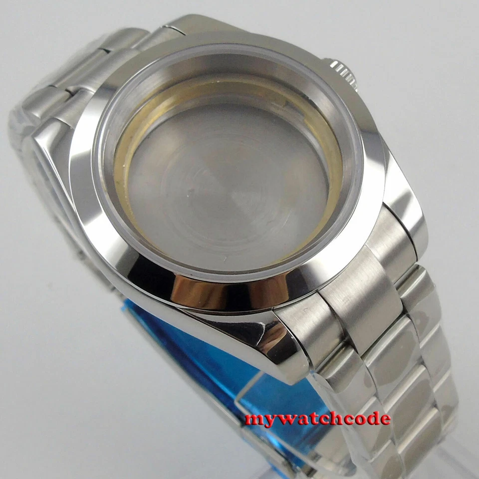 Caja de reloj de cristal de zafiro de acero pulido de 36 mm compatible con movimiento ETA 2824 2836 8215 Foto 2 de 4