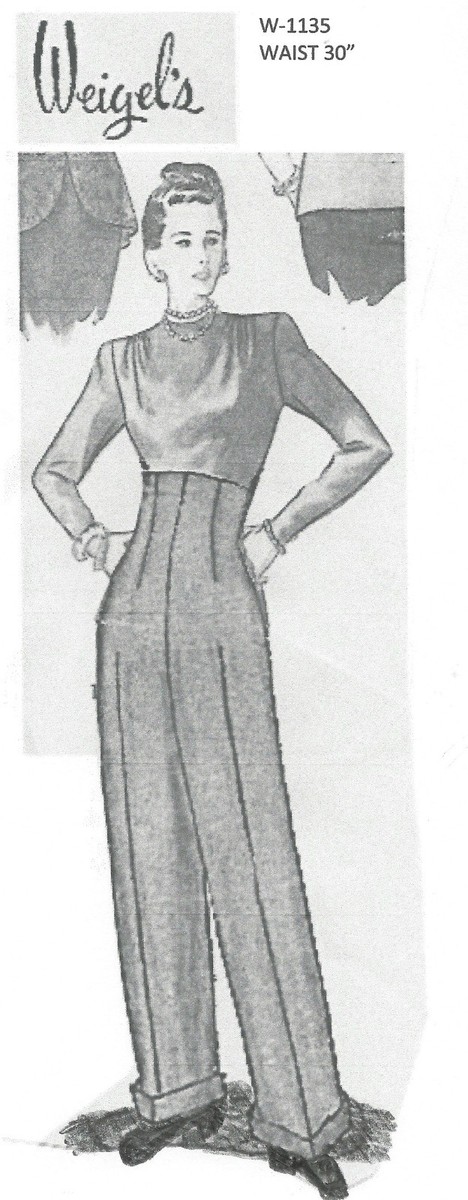 SALE antique ワンピース　1930s ヴィンテージ 1940s WW2 Vintage Sewing Pattern W30 WOMENS PANTS TROUSERS