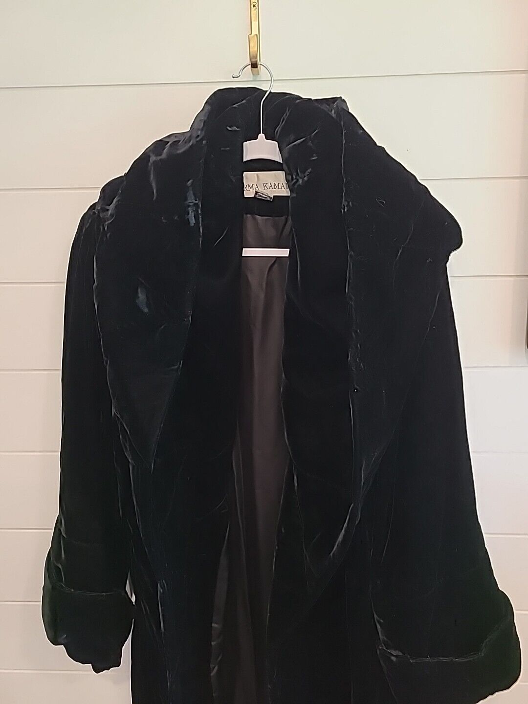 Norma Kamali Vintage Hooded Black Velvet Coat Sma… - image 2