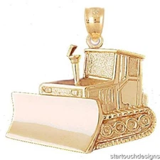 New 14k Yellow Gold Bulldozer Pendant