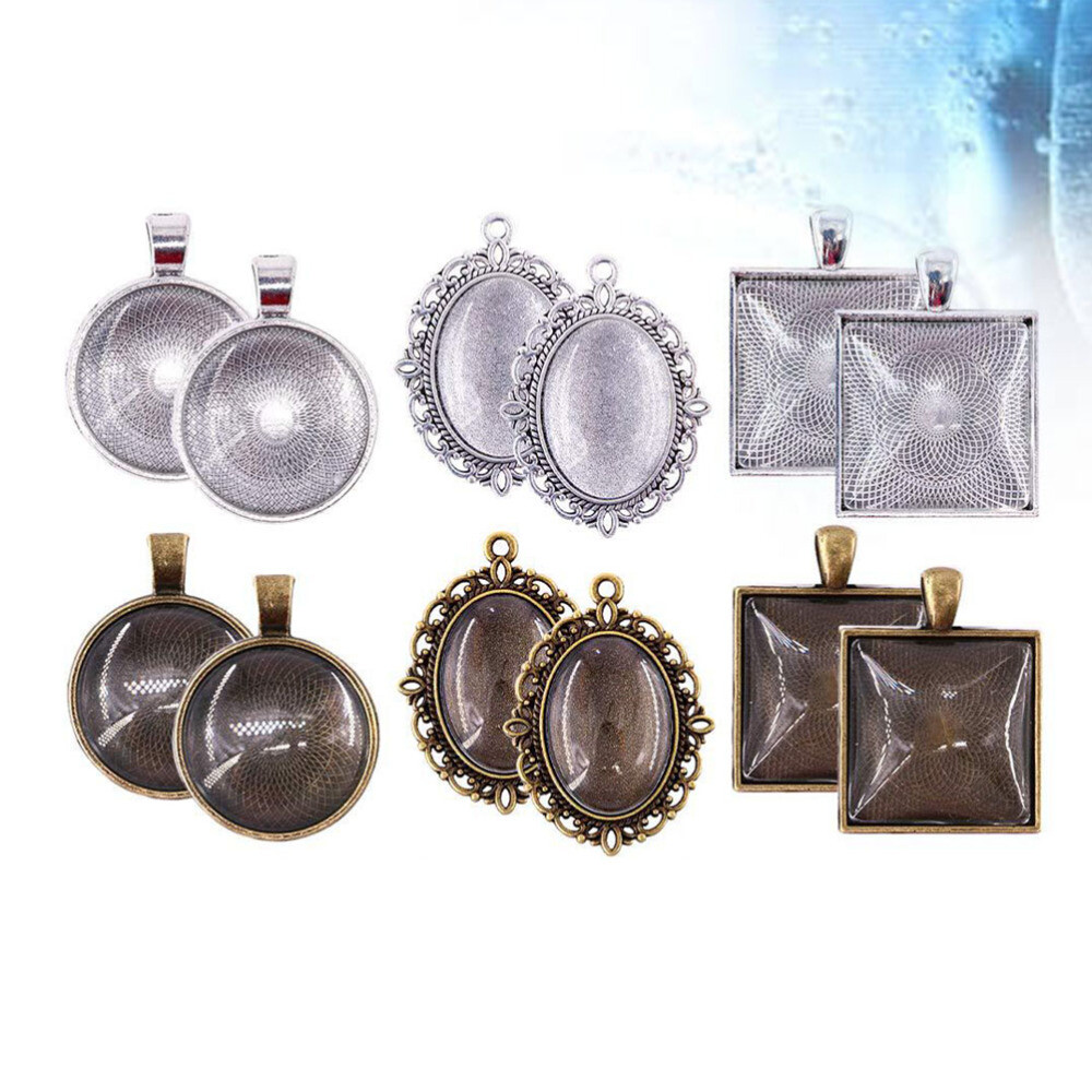 48pcs Accessories Bezel Pendant Trays Jewelry Bezel Blanks Pendant Trays Jewelry