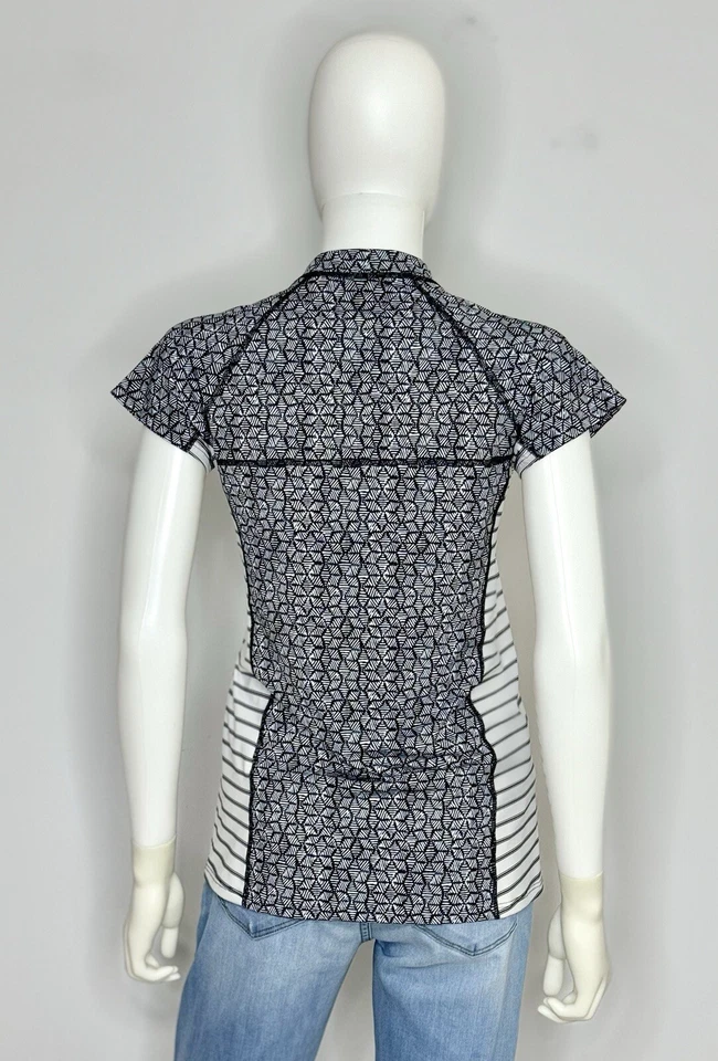 Patagonia Micro Swell Womens Rash Guard M Black White Short Sleeve Swim Top - Image 4 of 4