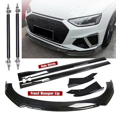 For AUDI A3 A4 A5 A6 B6 Front Bumper Lip Spoiler Splitter Side Skirt Strut Rod