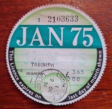 MOTORCYCLE  Vintage Reproduction Tax Disc 60s/70s/80s  