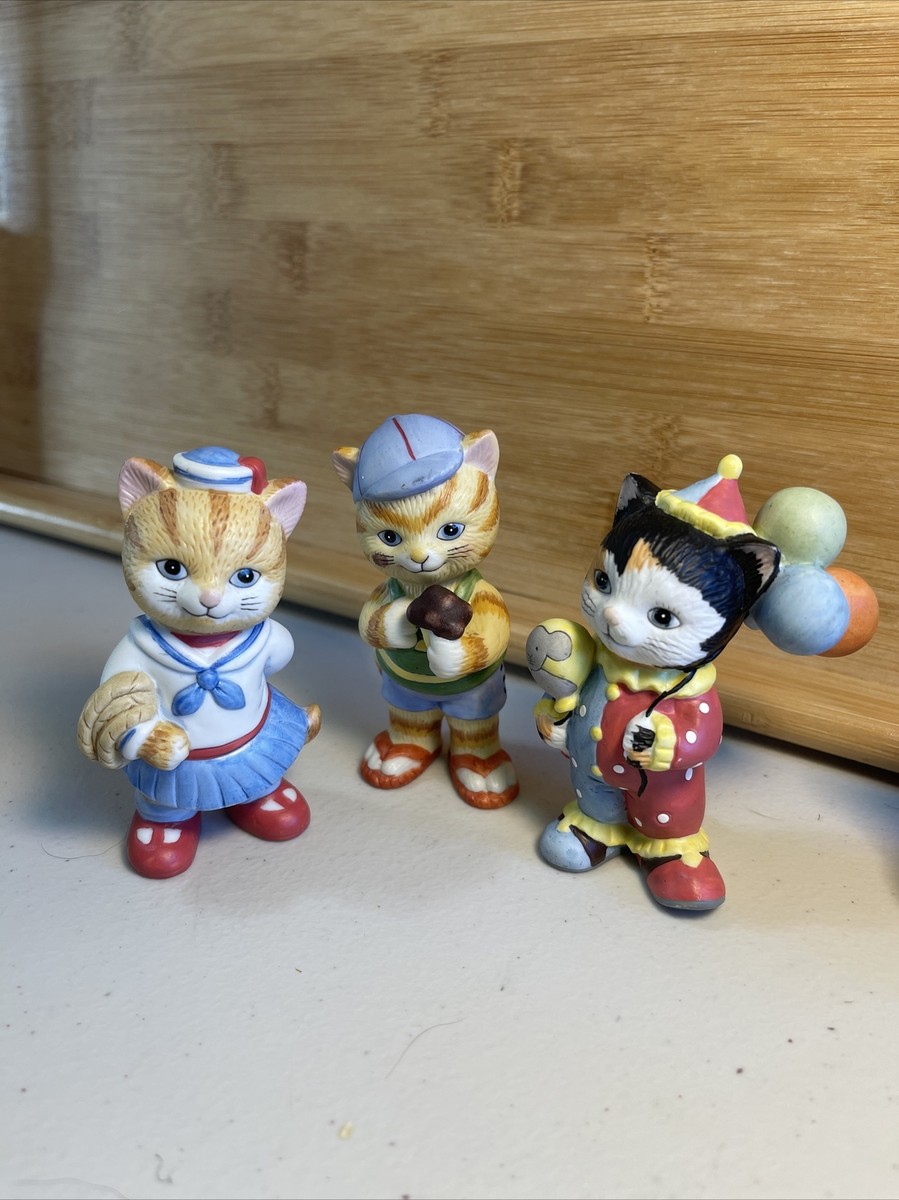 Vintage - Bronson Cat Figure Lot (x3) - Clown, Ice Cream, Sailor