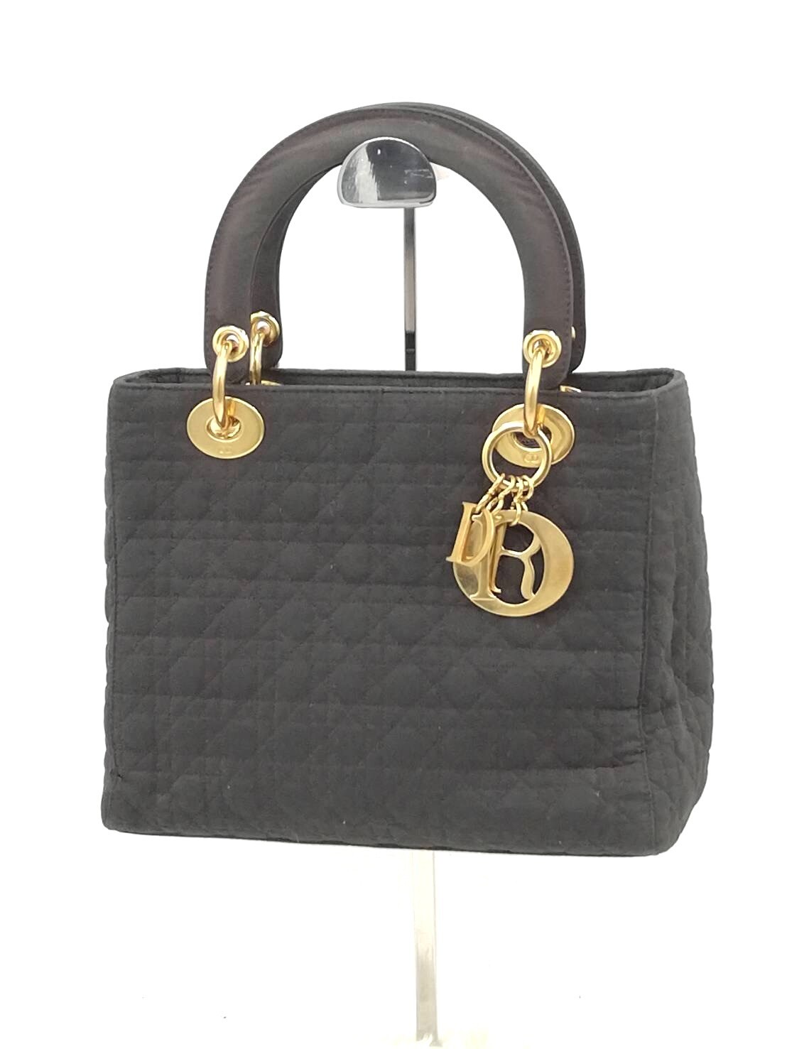 Christian Dior Lady Dior Cannage Black Nylon Handbag RU 0967 Y2K Authentic Vintage