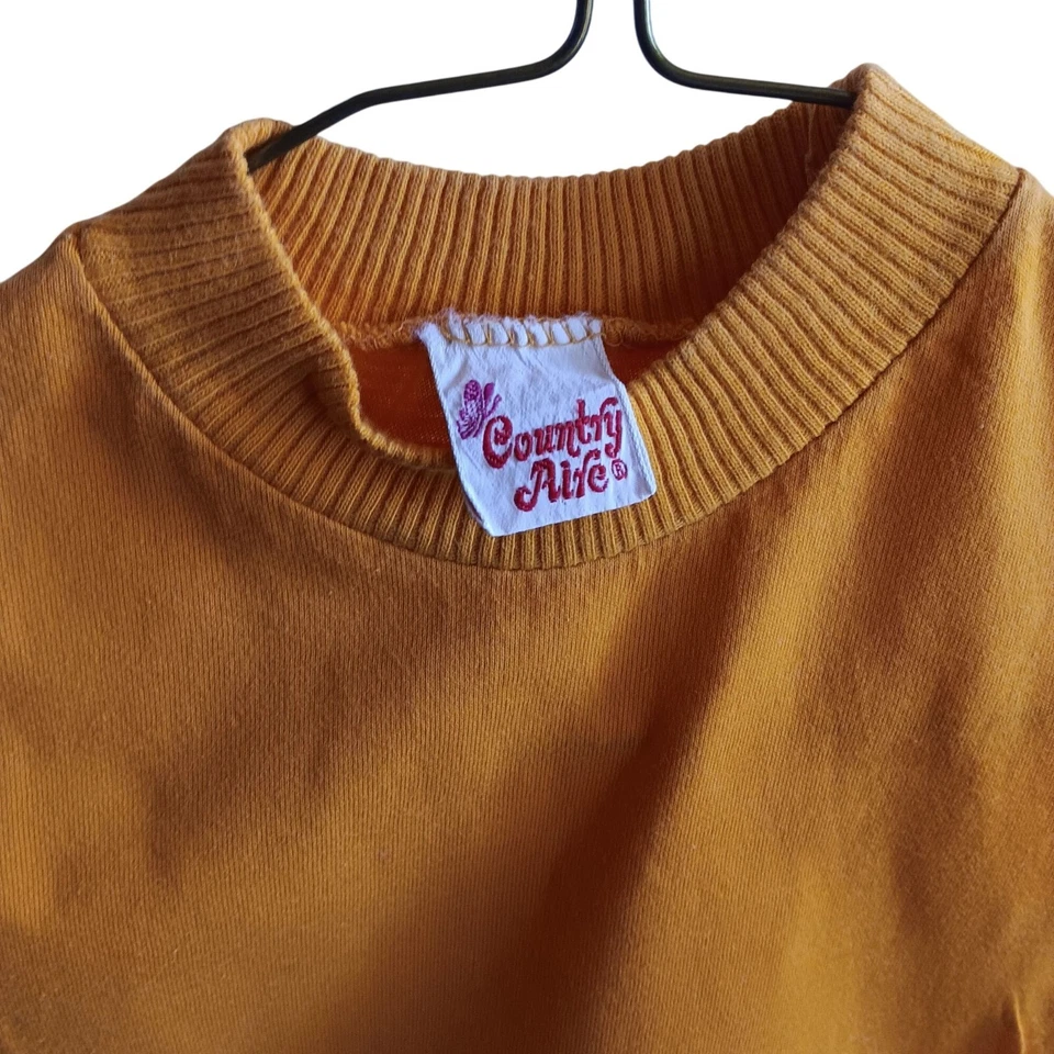 Girls 8 Single Stitch T-shirt Vintage Tank Top Ribbed Neckline 1970's Gold/Yello - Image 3 of 4