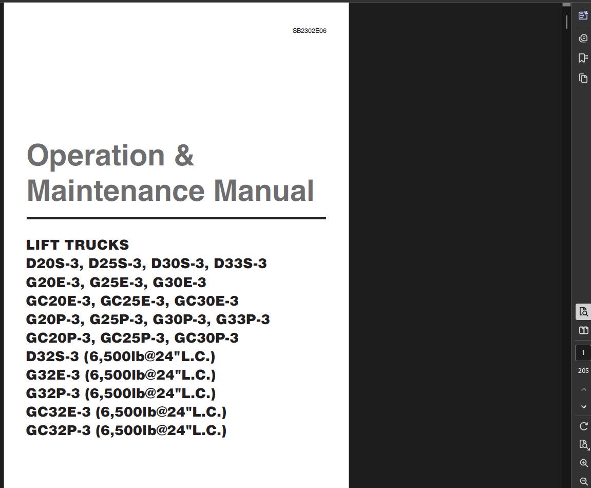 DAEWOO DOOSAN G30E-3 FORKLIFT SERVICE REPAIR SHOP OPERATOR MANUAL PDF USB