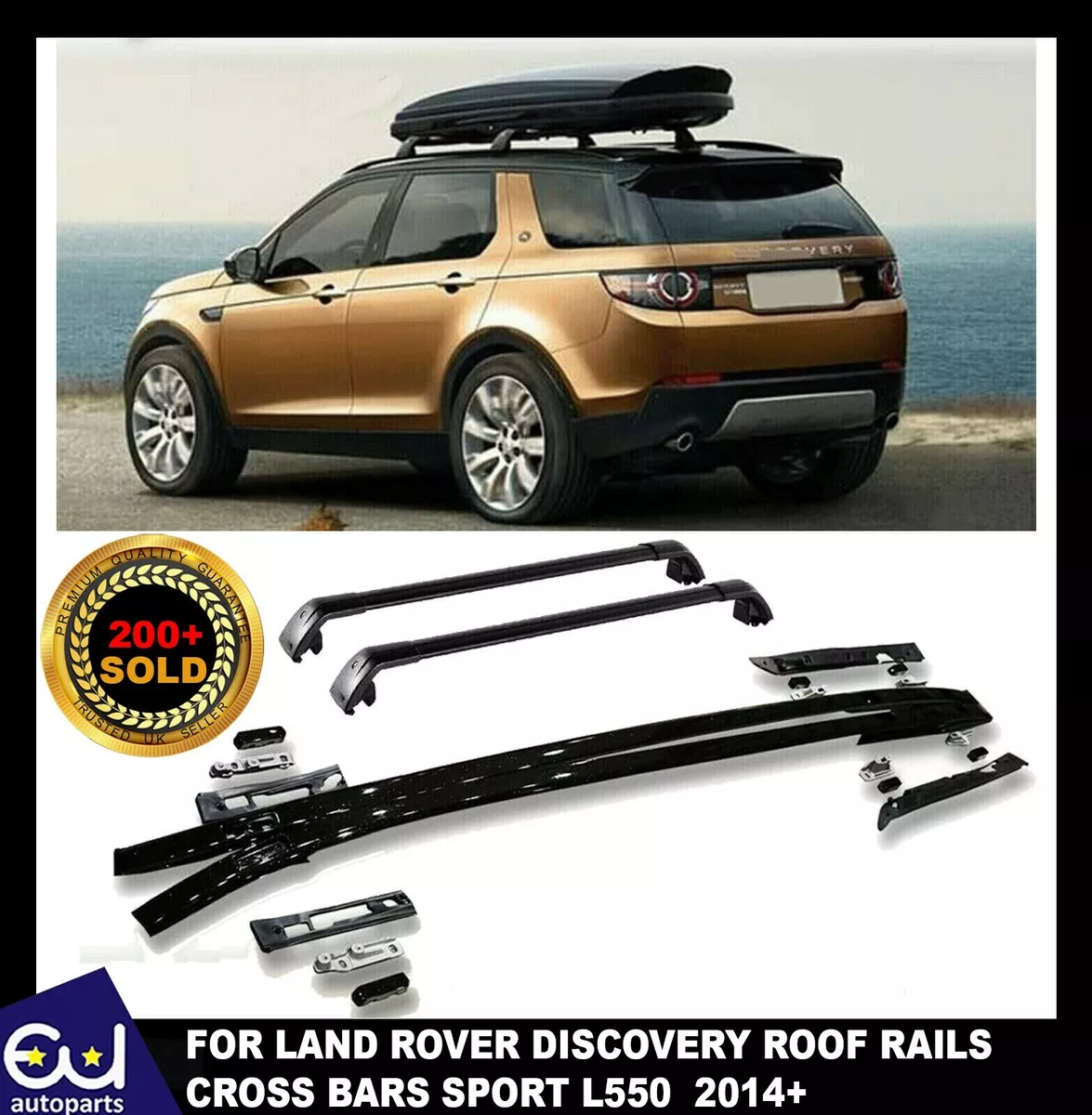 FOR LAND ROVER DISCOVERY SPORT L550 2014+ ROOF RAILS RACK CROSS BARS SET  BLACK