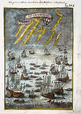 1719 Grand Bank, Neufundland, Kanada, maritim, Holzhammer, handkolorierter Stich