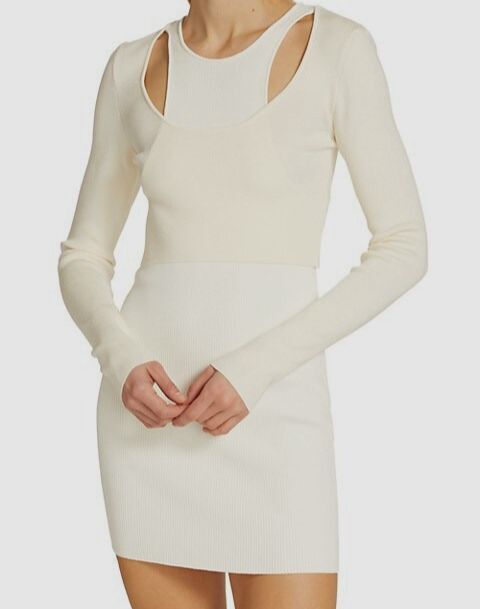 double layer knit dress $470 Gauge81 Women's Ivory Double-Layered Size S story-W browns