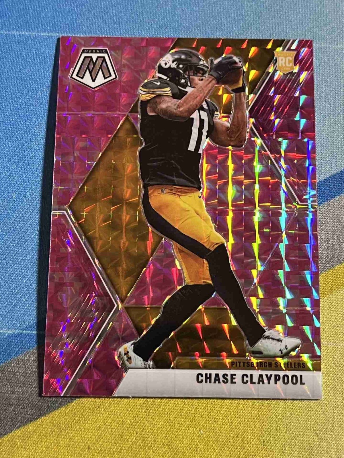 2020 Panini Mosaic CHASE CLAYPOOL Pittsburgh Steelers Rookie #220 Pink Camo