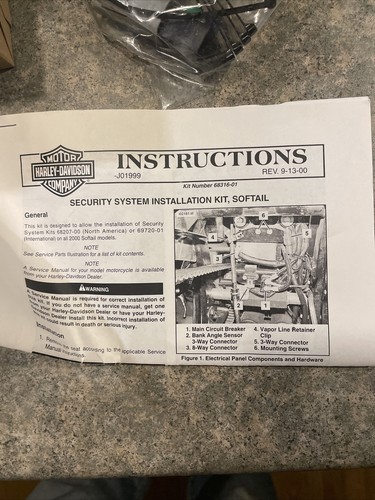 Harley Davidson Soft Tail Security System Install Kit 68316-01 NOS - Bild 2 von 9