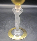 2 Metal & Glass Goblet Chalice Art Nouveau Style Cup Naked Lady Woman UV GLOW — photo 7
