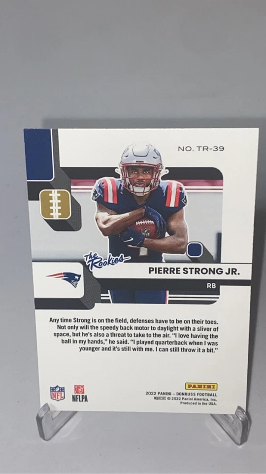 2022 Donruss Football Pierre Strong Jr. RC The Rookies #TR-39 Patriots - Image 2 of 4