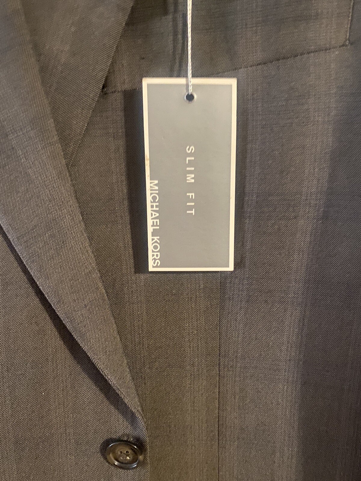 Michael Kors Mens 2-piece Slim Fit Suit Dark Taupe Windowpane 38 