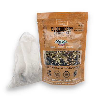 ELDERBERRY SYRUP KIT | Makes 32oz | Organic Ingredients | Brewing Bag Included 