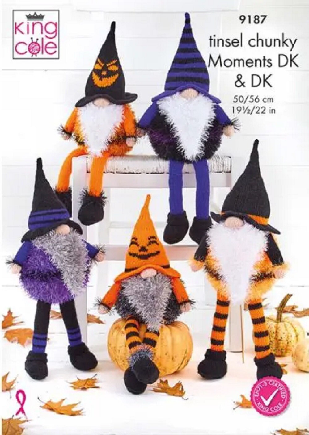 King Cole Gonks Knitting Pattern 9187 - Tinsel Chunky, Moments DK, Halloween - Image 6