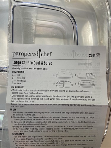 Pampered Chef Large Square Cool & Serve #2614 Snack Tray, Veggie, Fruit Tray NIB - Picture 5 of 9
