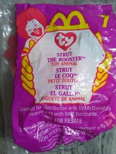 McDonalds 1993 Ty Teenie Beanie Baby Strut the Rooster 7 Rare Tag Errors -NIP