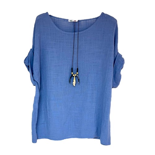LADIES ITALIAN QUIRKY LAGENLOOK PLAIN COTTON LIGHTWEIGHT CASUAL SHORT TOP - Picture 36 of 81