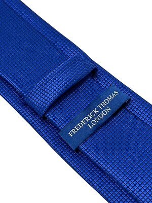 Cravate Homme Frederick Thomas - Bleu Uni Classique - Fait Main Au Royaume-Uni - Neuf Avec étiquettes