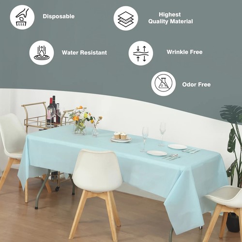 (6-pack) Heavy Duty Plastic Table Covers Tablecloth (Reusable) (Rectangle 54 X 1 - Picture 5 of 6