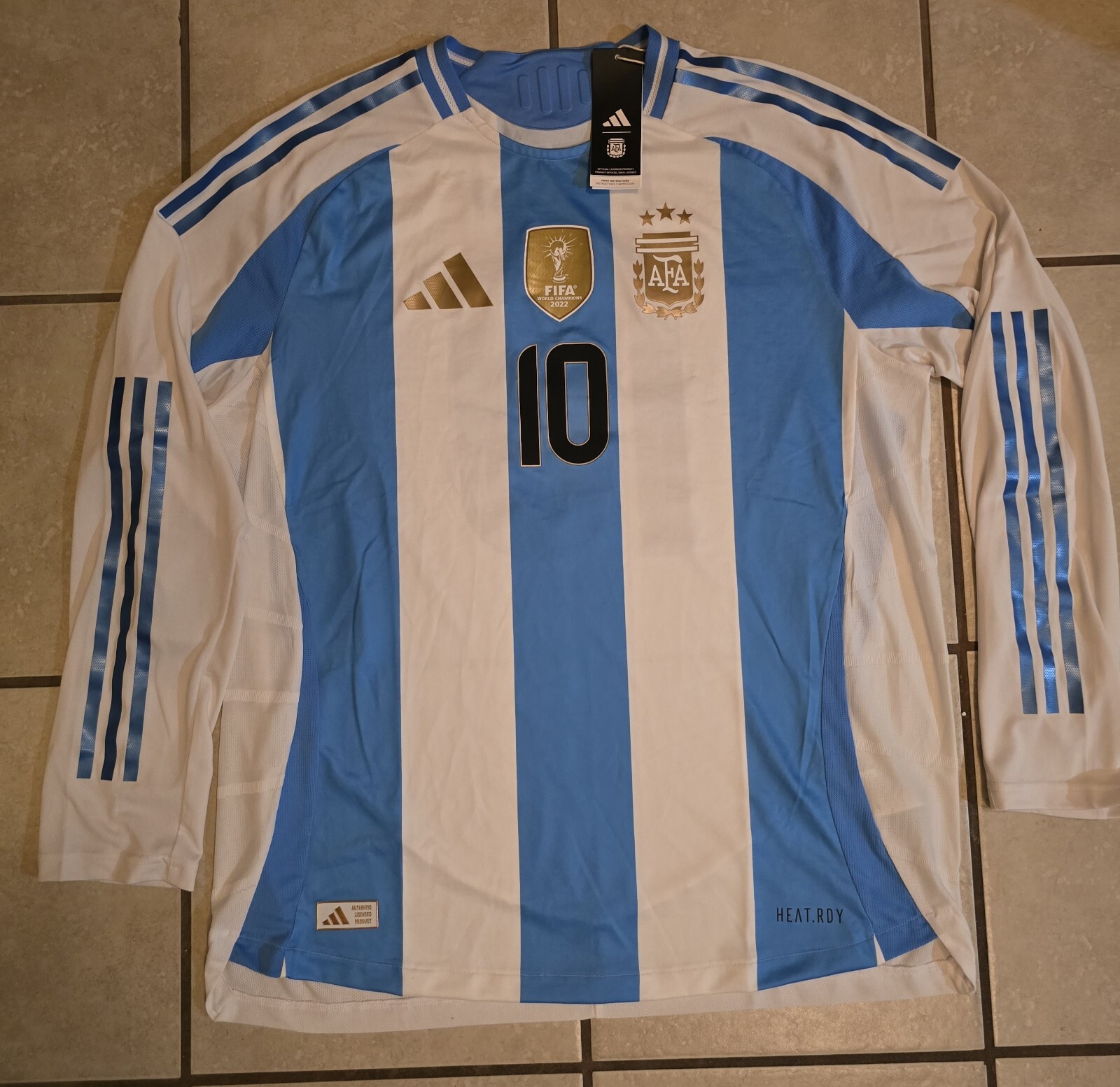 Argentina 2024 Home Authentic Heat.Rdy Jersey adidas XL NWT Messi #10 LS