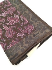 BRIONI Glossy Coffee Brown Purple Paisley Silk Pocket Square Handkerchief NWT