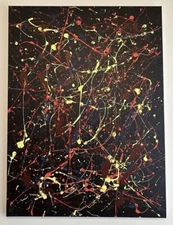35” X 47” Abstract Jackson Pollock Style Original Painting