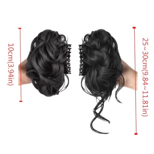 Claw Clip Lazy Flower Bud Bun Scrunchie-style Wavy Curly Hair Piece Bride - Picture 2 of 20