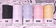 5 NEW 274 yard Spools different colors GUTERMANN 100 polyester sew-all thread