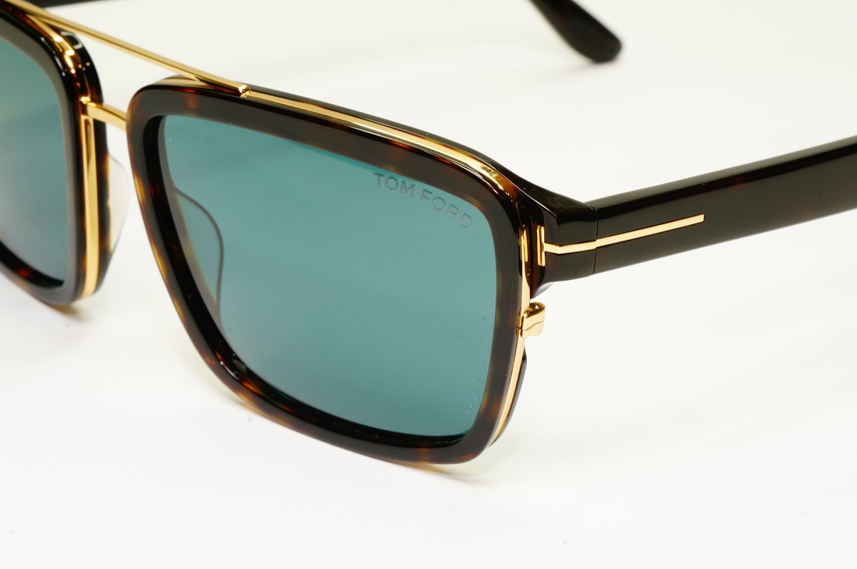 Authentic Tom Ford Mens Gold Square Brown Green Sunglasses Anders